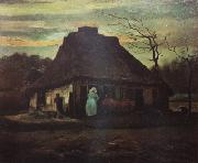 Vincent Van Gogh Cottage at Nightfall (nn04) oil